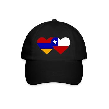 Armenien Chile Flagge Herz - Baseballkappe - Schwarz/Schwarz - Vorne