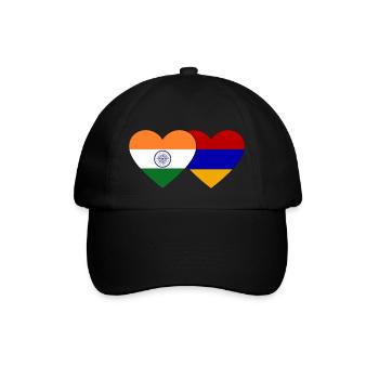 India Armenia Flag Heart - Baseball Cap - black/black - Front