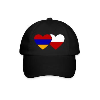 Armenien Polen Flagge Herz - Baseballkappe - Schwarz/Schwarz - Vorne