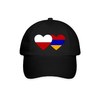 Polen Armenien Flagge Herz - Baseballkappe - Schwarz/Schwarz - Vorne