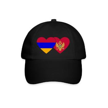 Armenien Montenegro Flagge Herz - Baseballkappe - Schwarz/Schwarz - Vorne
