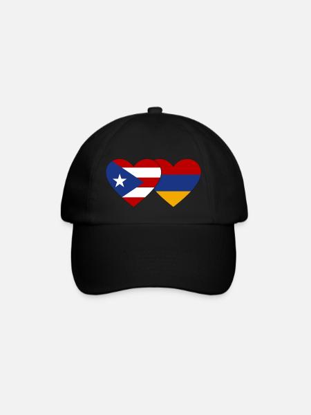 Kuba Armenien Flagge Herz - Baseballkappe - Schwarz/Schwarz