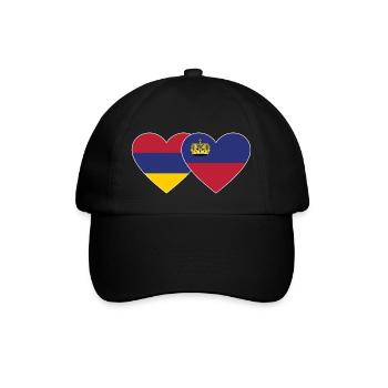 Armenien Liechtenstein Flagge Herz - Baseballkappe - Schwarz/Schwarz - Vorne