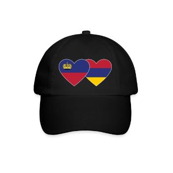 Liechtenstein Armenien Flagge Herz - Baseballkappe - Schwarz/Schwarz - Vorne