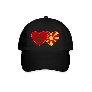 Maroc Macédoine Drapeau Coeur - Casquette classique - noir/noir - Devant