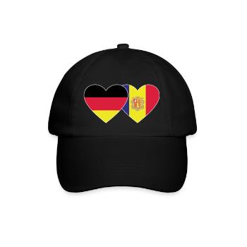 Deutschland Andorra Flagge Herz - Baseballkappe - Schwarz/Schwarz - Vorne