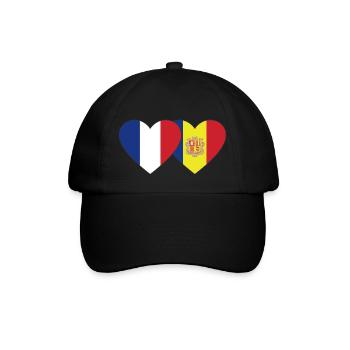 France Andorra Flag Heart - Baseball Cap - black/black - Front