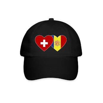 Switzerland Andorra Flag Heart - Baseball Cap - black/black - Front