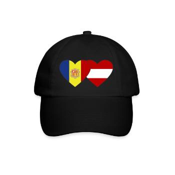 Andorra Österreich Flagge Herz - Baseballkappe - Schwarz/Schwarz - Vorne