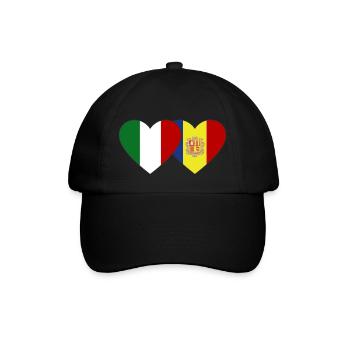 Italy Andorra flag heart - Baseball Cap - black/black - Front