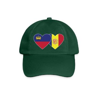 Liechtenstein Andorra Flagge Herz - Baseballkappe - Flaschengrün - Vorne