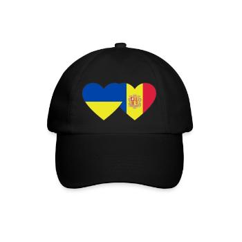 Ukraine Andorra Flag Heart - Baseball Cap - black/black - Front