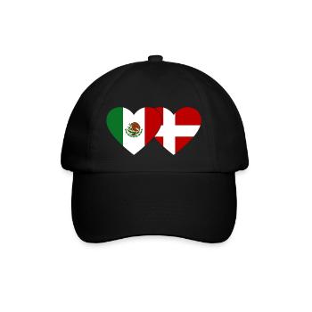 Mexico Denmark Flag Heart - Baseball Cap - black/black - Front