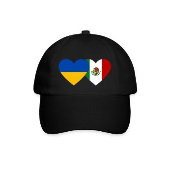 Ukraine Mexico Flag Heart - Baseball Cap - black/black - Front