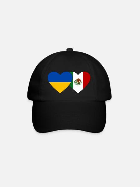 Ukraine Mexiko Flagge Herz - Baseballkappe - Schwarz/Schwarz