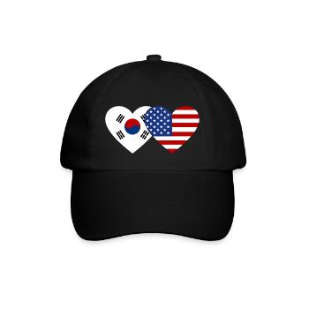 Südkorea USA Flagge Herz - Baseballkappe - Schwarz/Schwarz - Vorne