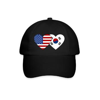 États-Unis, Corée du Sud, Drapeau Coeur - Casquette classique - noir/noir - Devant