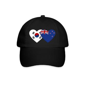 Südkorea Neuseeland Flagge Herz - Baseballkappe - Schwarz/Schwarz - Vorne