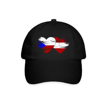 Czech Republic Austria Flag Heart used - Baseball Cap - black/black - Front