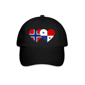 Norwegen Panama Flagge Herz - Baseballkappe - Schwarz/Schwarz - Vorne