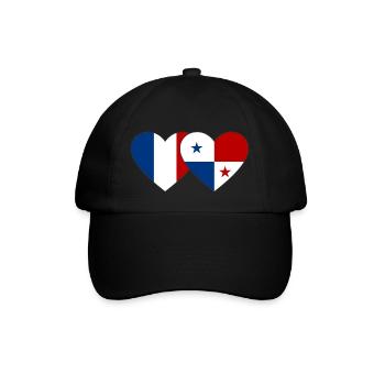 France Panama Flag Heart - Baseball Cap - black/black - Front