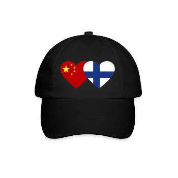 China Finland Heart Flag - Baseball Cap - black/black - Front