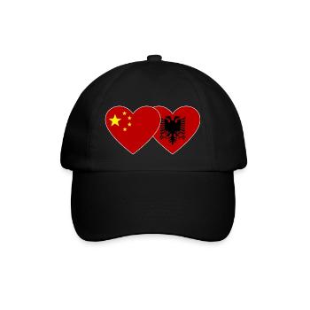 Chine Albanie Drapeau du Cœur - Casquette classique - noir/noir - Devant