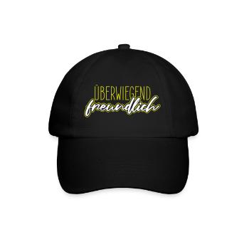 Überwiegend freundlich, zynisch lustiger Spruch - Baseballkappe - Schwarz/Schwarz - Vorne