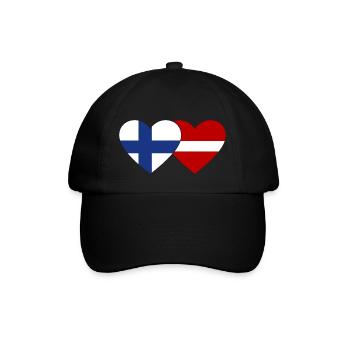 Finland Latvia Flag Heart - Baseball Cap - black/black - Front