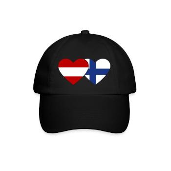 Austria Finland Flag Heart - Baseball Cap - black/black - Front