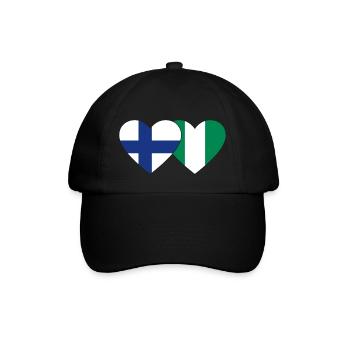 Finland Nigeria Flag Heart - Baseball Cap - black/black - Front