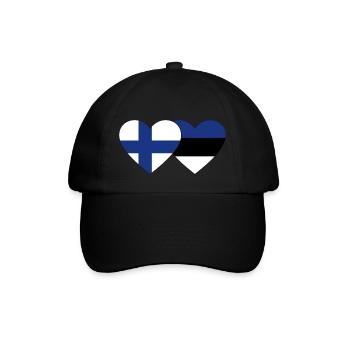 Finland Estonia Flag Heart - Baseball Cap - black/black - Front