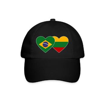 Brasilien Litauen Flagge Herz - Baseballkappe - Schwarz/Schwarz - Vorne