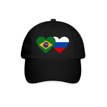 Brazil Russia Flag Heart - Baseball Cap - black/black - Front