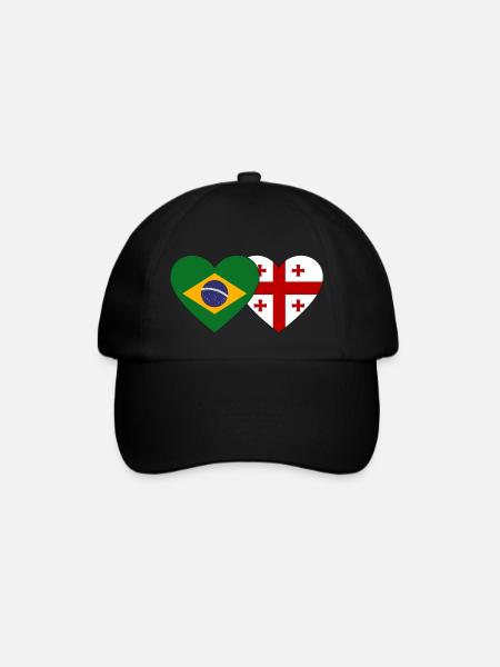 Brasilien Georgien Flagge Herz - Baseballkappe - Schwarz/Schwarz