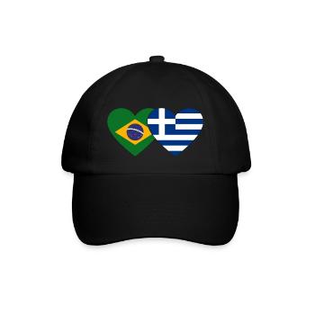 Brasilien Griechenland Flagge Herz - Baseballkappe - Schwarz/Schwarz - Vorne