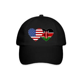 USA Kenya Flag Heart - Baseball Cap - black/black - Front
