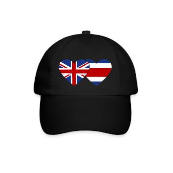 Großbritannien Costa Rica Flagge Herz - Baseballkappe - Schwarz/Schwarz - Vorne