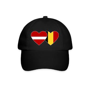 Lettland Belgien Flagge Herz - Baseballkappe - Schwarz/Schwarz - Vorne