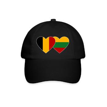 Belgien Litauen Flagge Herz - Baseballkappe - Schwarz/Schwarz - Vorne