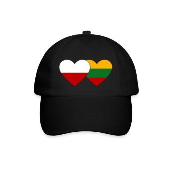 Polen Litauen Flagge Herz - Baseballkappe - Schwarz/Schwarz - Vorne
