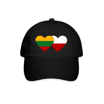 Litauen Polen Flagge Herz - Baseballkappe - Schwarz/Schwarz - Vorne