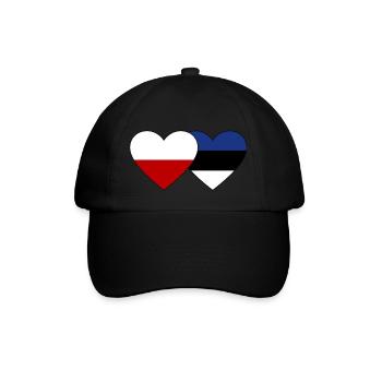 Poland Estonia flag heart - Baseball Cap - black/black - Front