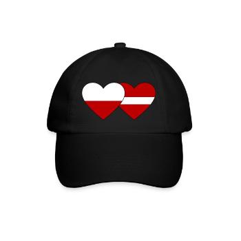 Poland Latvia Flag Heart - Baseball Cap - black/black - Front