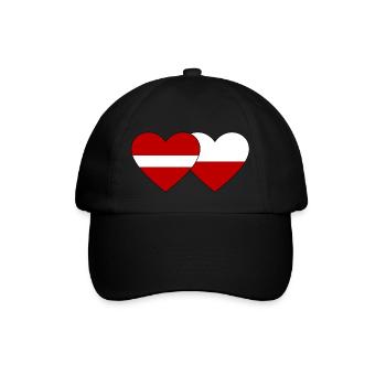 Lettonie Pologne Drapeau Coeur - Casquette classique - noir/noir - Devant
