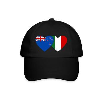 New Zealand Italy Flag Heart - Baseball Cap - black/black - Front