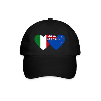 Italy New Zealand Flag Heart - Baseball Cap - black/black - Front