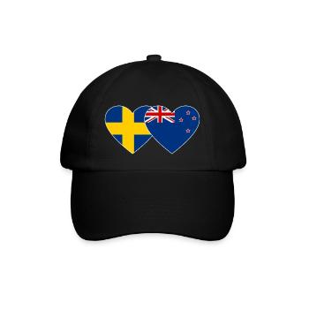 Schweden Neuseeland Flagge Herz - Baseballkappe - Schwarz/Schwarz - Vorne