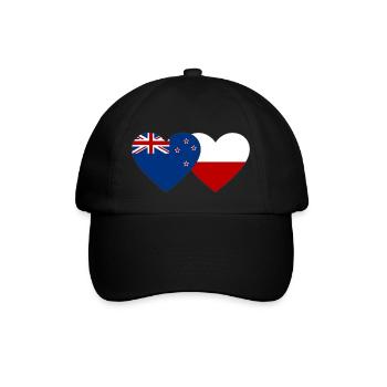Neuseeland Polen Flagge Herz - Baseballkappe - Schwarz/Schwarz - Vorne