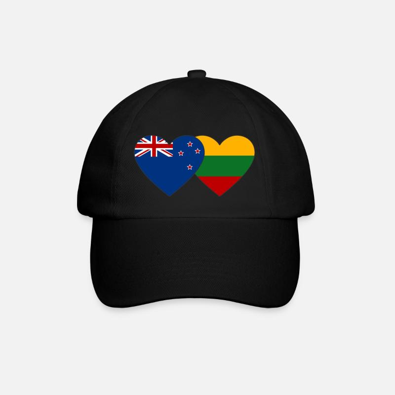 Neuseeland Litauen Flagge - Baseballkappe - Schwarz/Schwarz